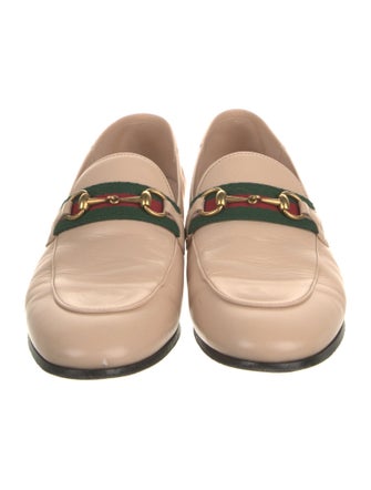 Gucci Web Accent Leather Loafers
