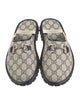 Gucci GG Canvas Leather Trim Embellishment Mules