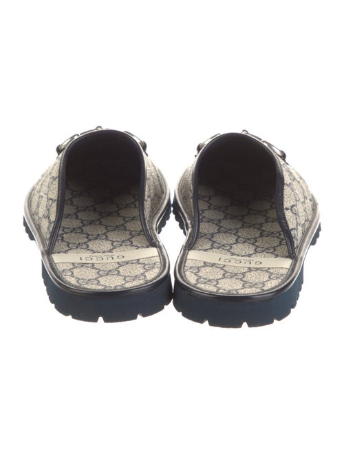 Gucci GG Canvas Leather Trim Embellishment Mules