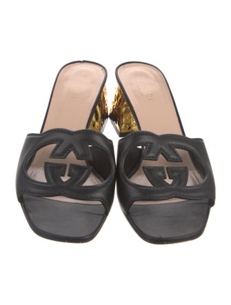 Gucci Interlocking G Logo Leather Slides