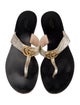 Gucci Double G Logo Leather T-Strap Sandals