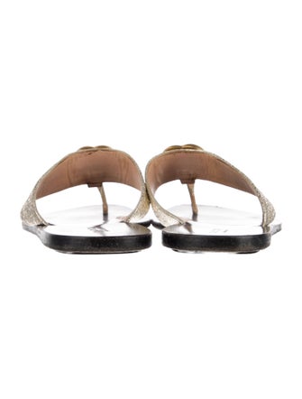 Gucci Double G Logo Leather T-Strap Sandals