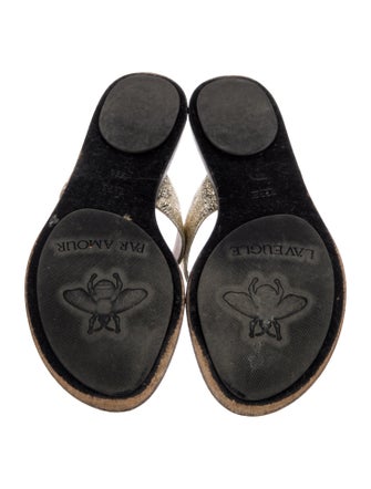 Gucci Double G Logo Leather T-Strap Sandals