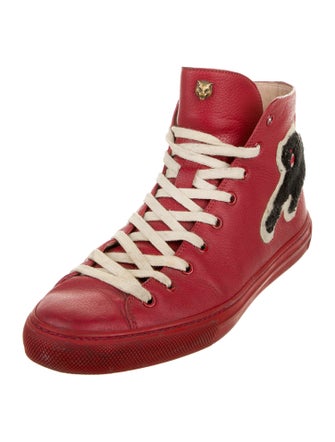 Gucci Feline Head Accent Leather Sneakers
