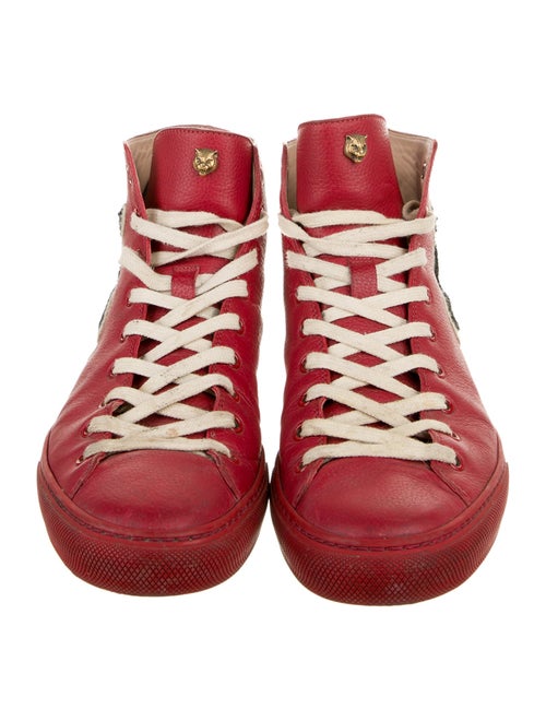 Gucci Feline Head Accent Leather Sneakers