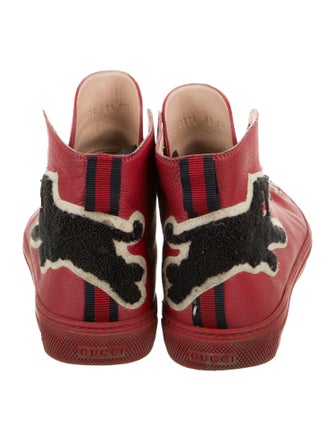 Gucci Feline Head Accent Leather Sneakers