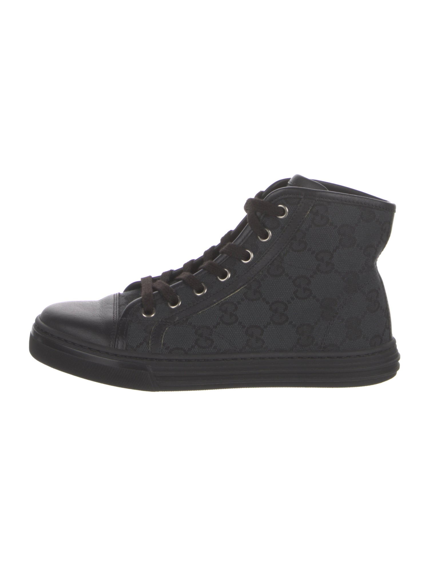 Gucci Canvas Leather Trim Embellishment Sneakers