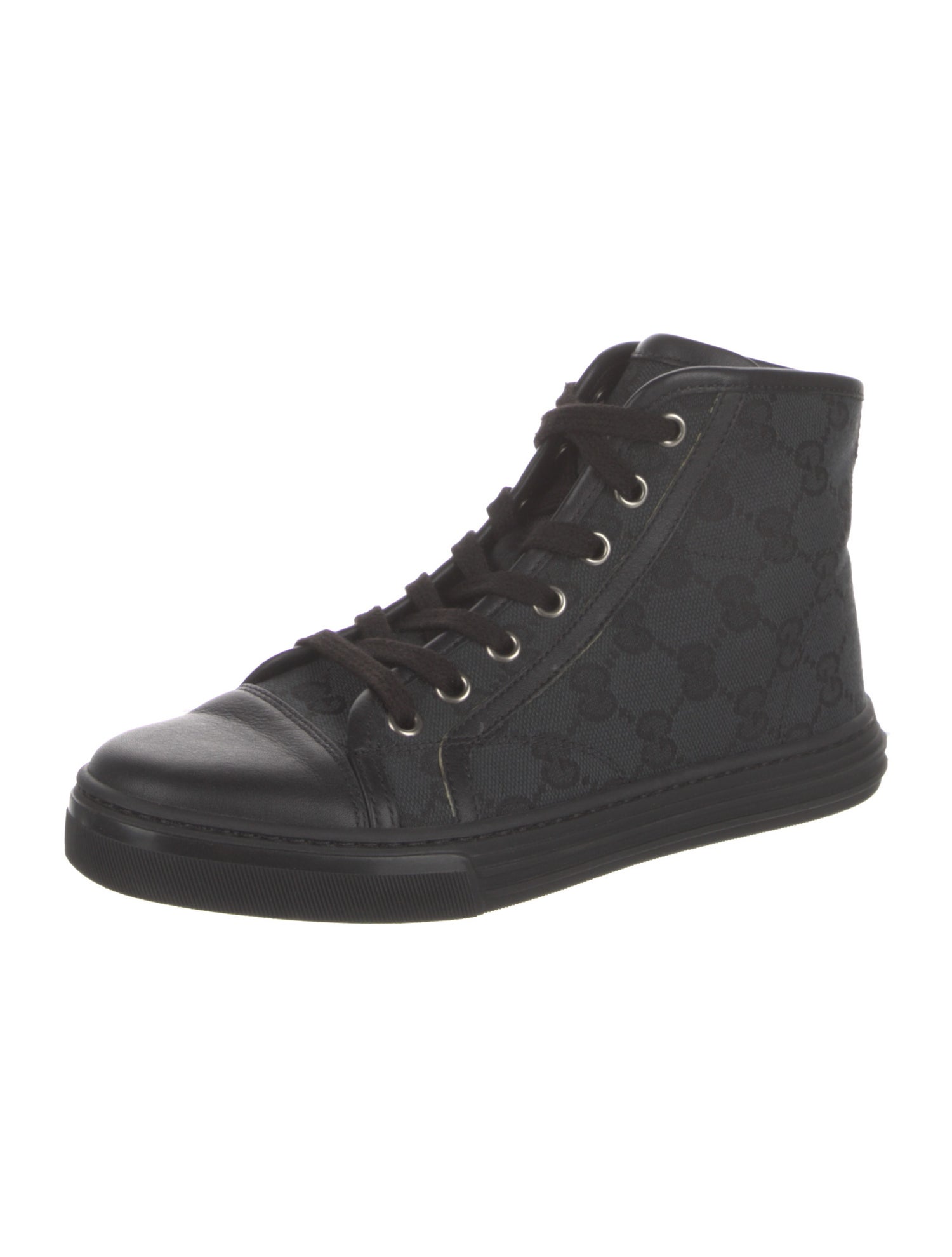 Gucci Canvas Leather Trim Embellishment Sneakers