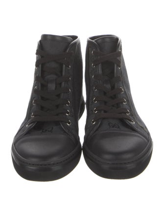 Gucci Canvas Leather Trim Embellishment Sneakers