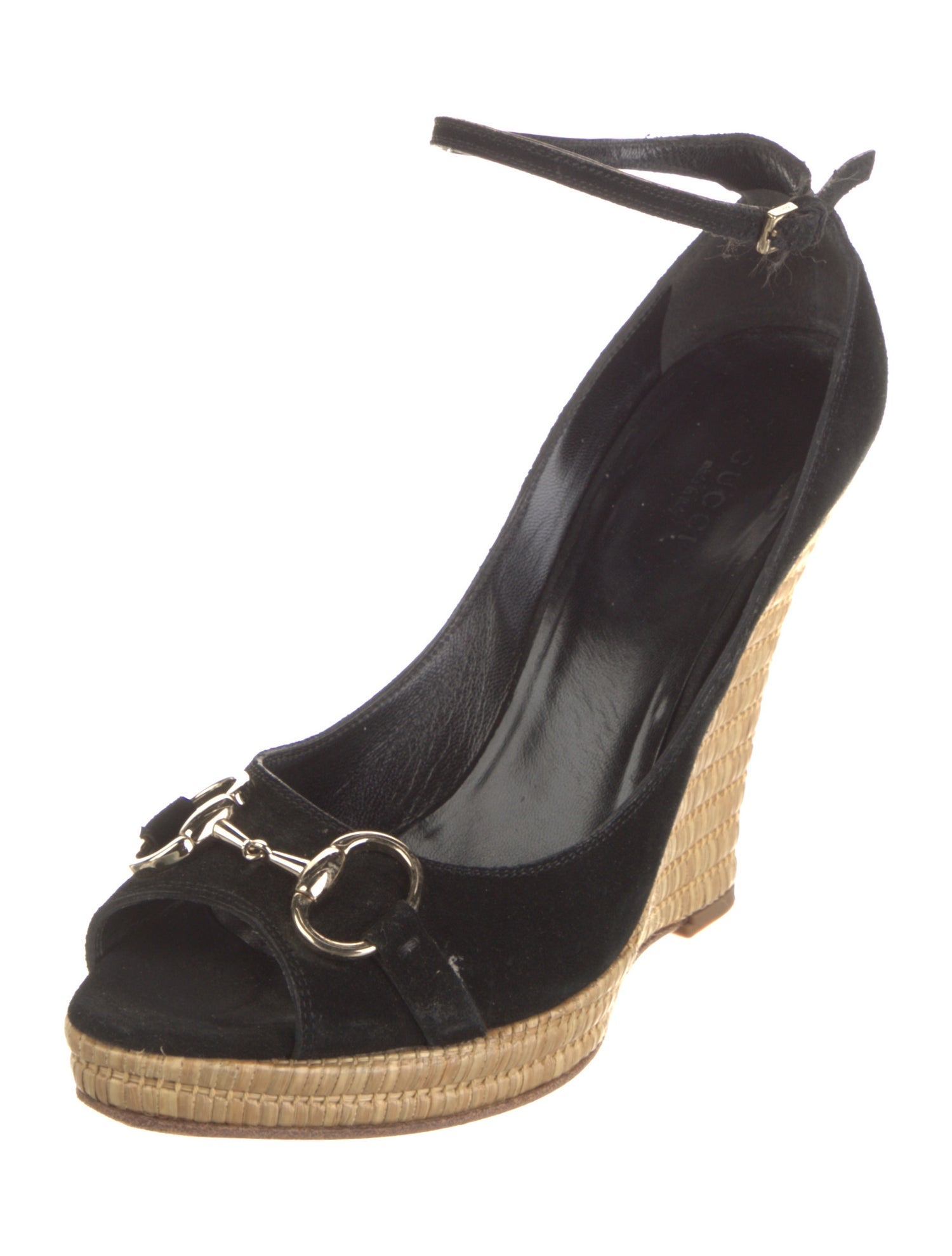 Gucci Horsebit Accent Suede Pumps