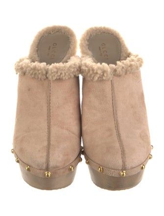 Gucci Suede Fur Trim Mules