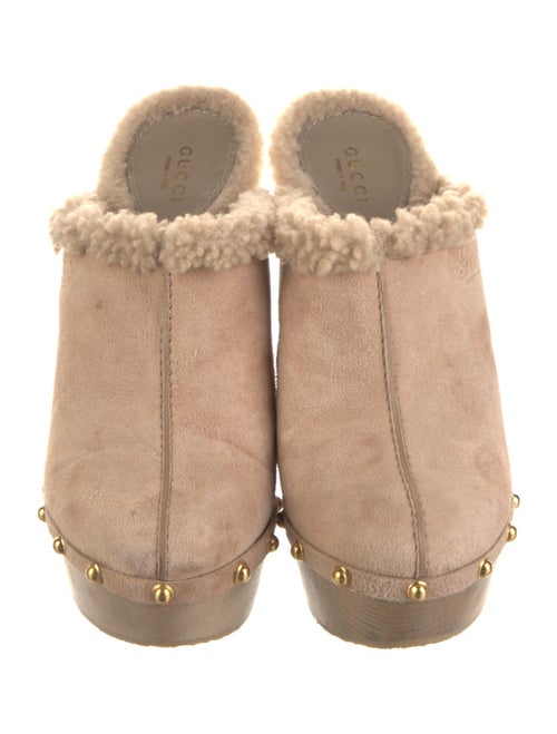 Gucci Suede Fur Trim Mules