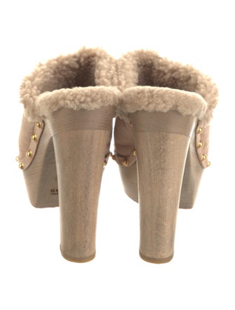 Gucci Suede Fur Trim Mules