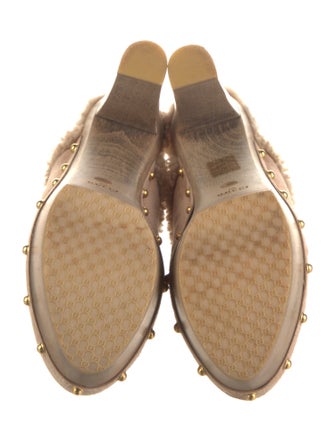Gucci Suede Fur Trim Mules