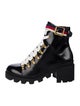Gucci Sylvie Web Accent Leather Combat Boots