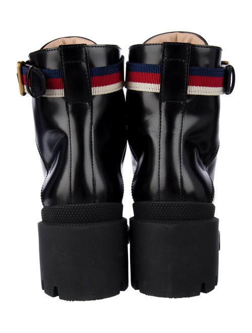 Gucci Sylvie Web Accent Leather Combat Boots