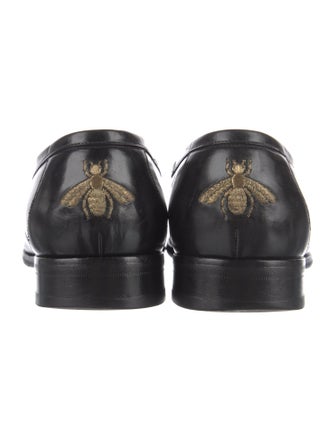 Gucci Bee Accent Leather Dress Loafers