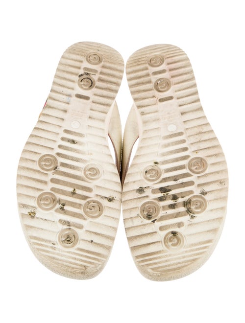 Gucci Web Accent Leather Flip Flops