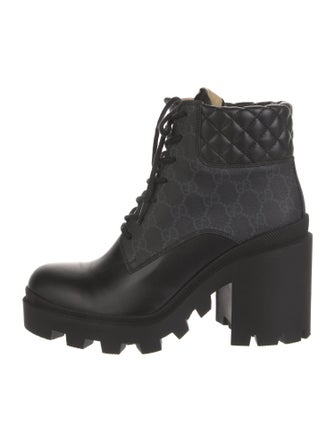 Gucci Quilted Pattern Leather Combat Boots