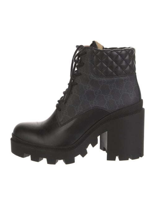 Gucci Quilted Pattern Leather Combat Boots