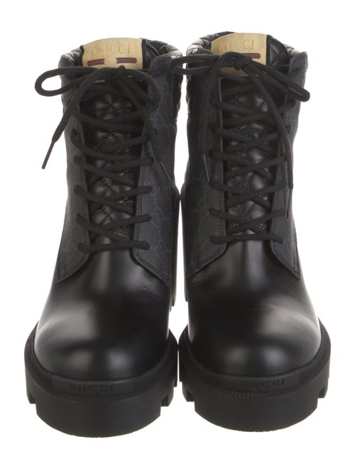 Gucci Quilted Pattern Leather Combat Boots