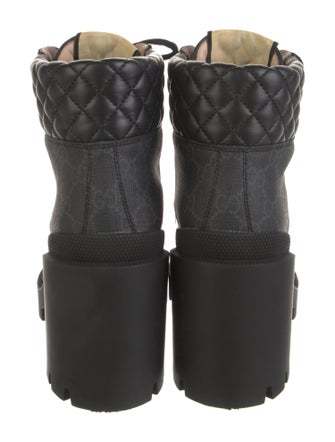 Gucci Quilted Pattern Leather Combat Boots
