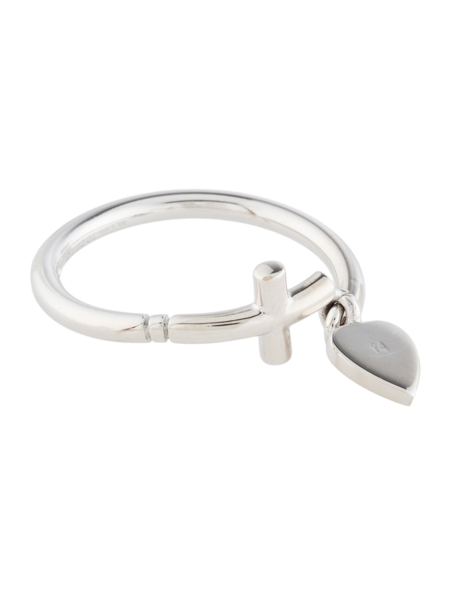 Gucci 18K Heart & Cross Charm Ring