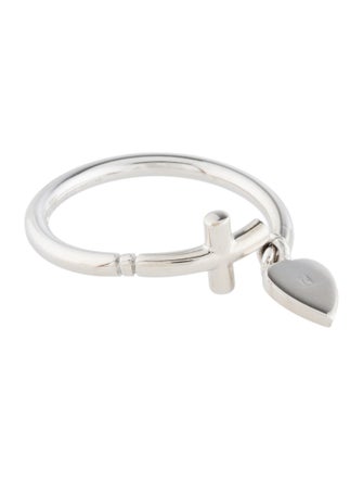 Gucci 18K Heart & Cross Charm Ring