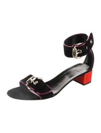 Gucci Suede Leather Trim Embellishment Sandals