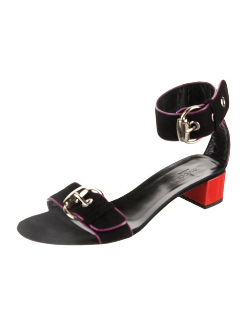 Gucci Suede Leather Trim Embellishment Sandals