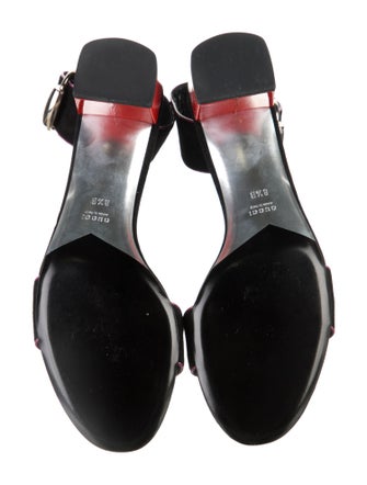 Gucci Suede Leather Trim Embellishment Sandals