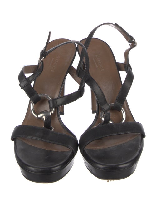 Gucci Horsebit Accent Leather Slingback Sandals