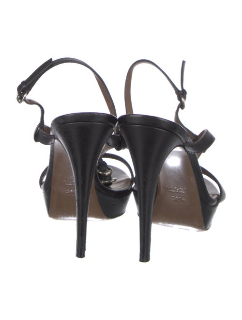 Gucci Horsebit Accent Leather Slingback Sandals