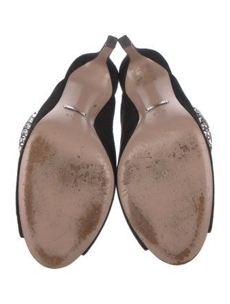 Gucci Suede Crystal Embellishments Mules