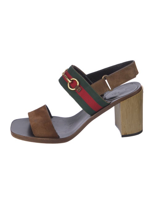Gucci Web Accent Suede Slingback Sandals