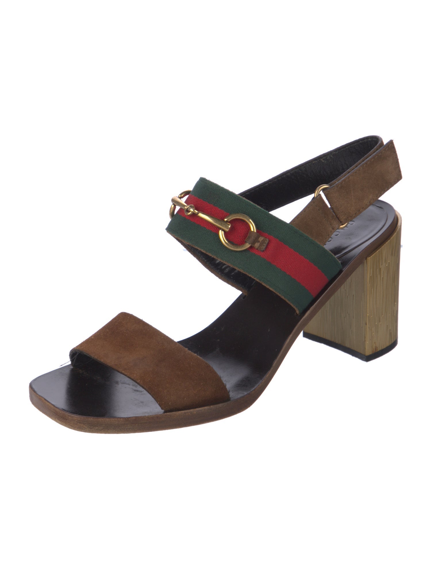 Gucci Web Accent Suede Slingback Sandals