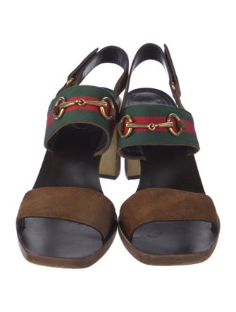 Gucci Web Accent Suede Slingback Sandals