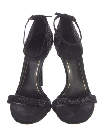 Gucci Suede Crystal Embellishments D'Orsay Pumps