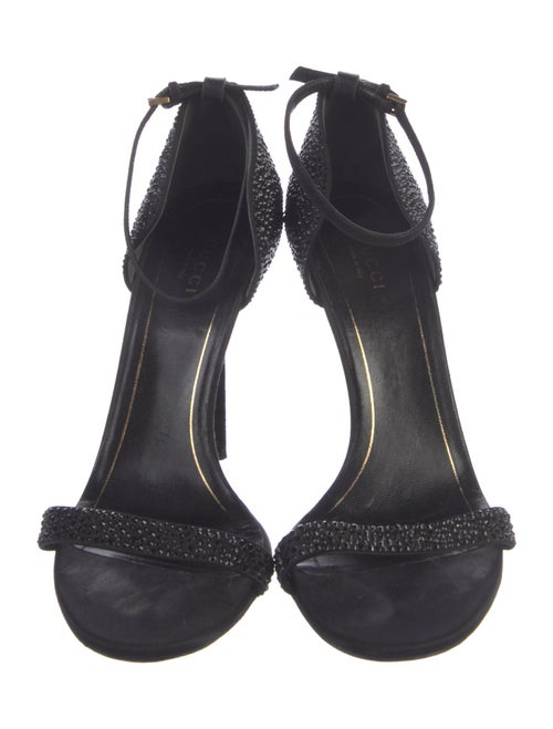 Gucci Suede Crystal Embellishments D'Orsay Pumps