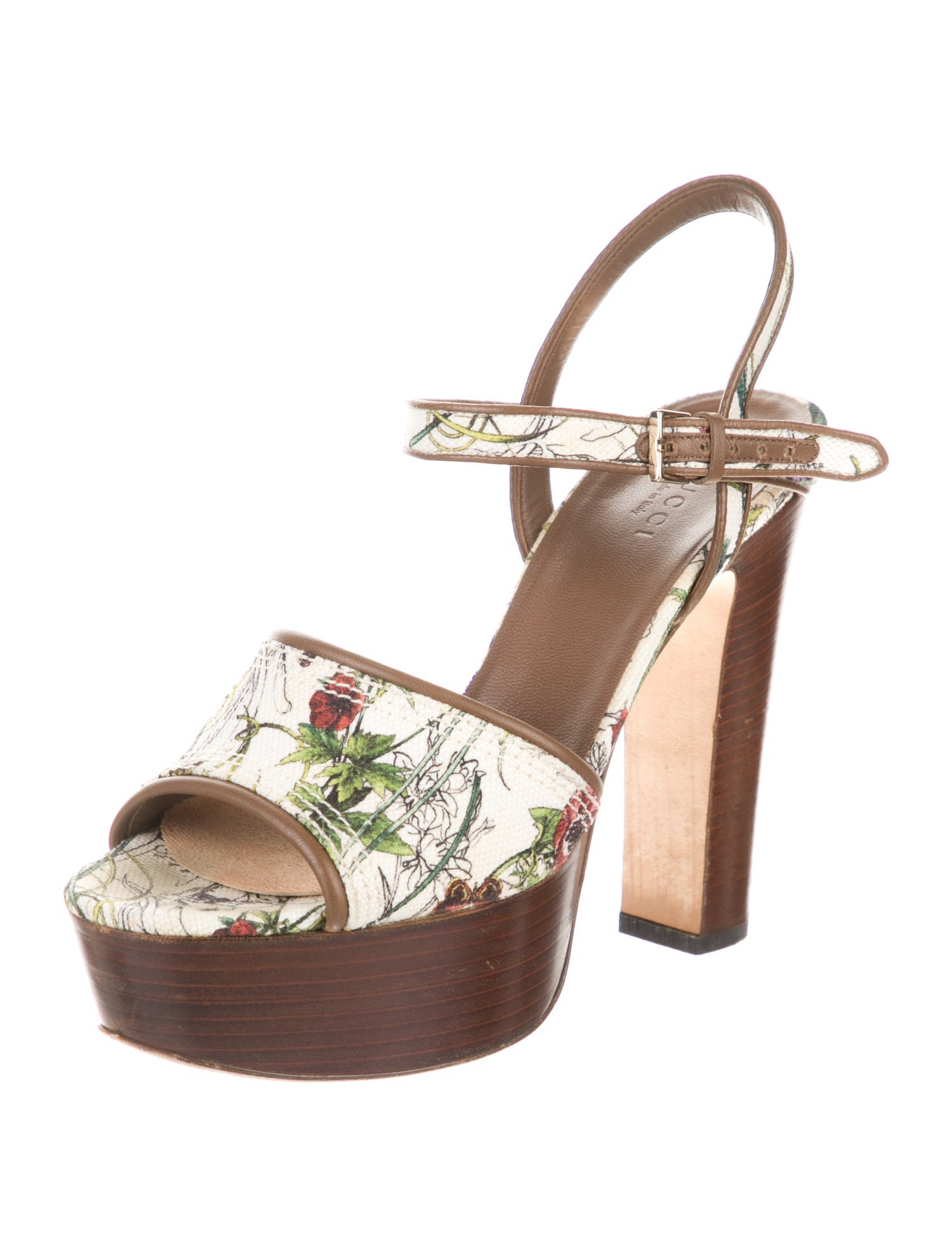 Gucci Flora Print Canvas Sandals