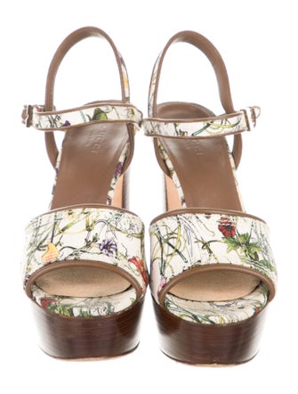 Gucci Flora Print Canvas Sandals