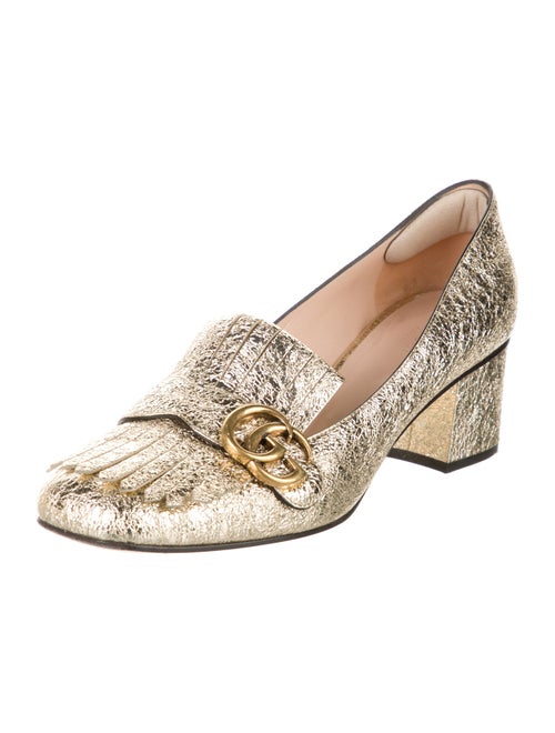 Gucci Leather Fringe Trim Accent Pumps