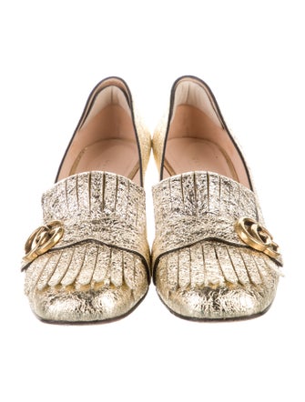 Gucci Leather Fringe Trim Accent Pumps