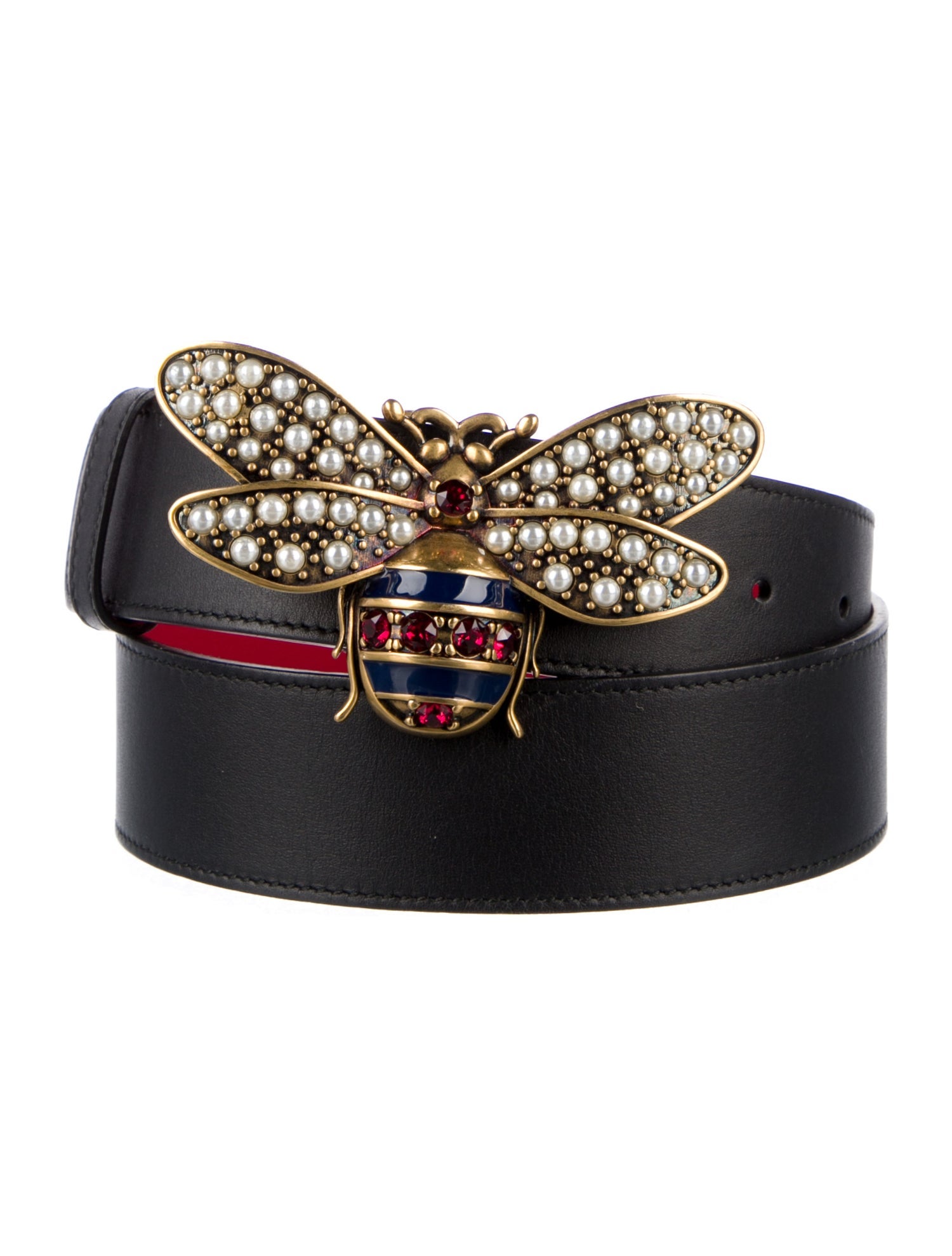 Gucci Bee Accent Leather Belt