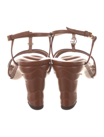 Gucci Double G Logo Leather T-Strap Sandals