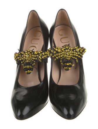 Gucci Bee Accent Leather Pumps