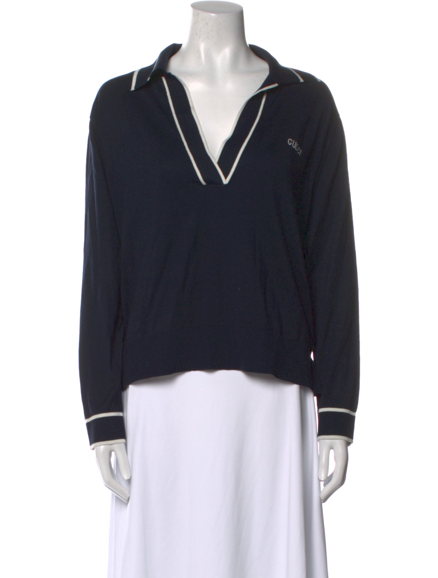 Gucci Silk V-Neck Sweatshirt