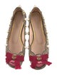 Gucci Faux Pearl Accents Canvas Ballet Flats