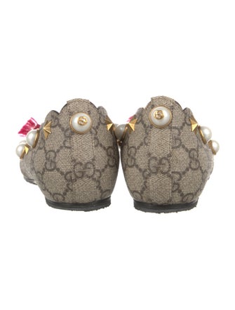 Gucci Faux Pearl Accents Canvas Ballet Flats