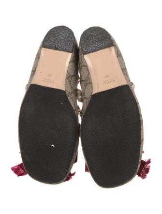 Gucci Faux Pearl Accents Canvas Ballet Flats